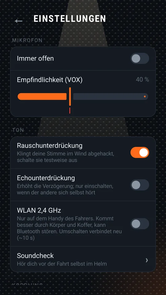 Einstellungen: Mikrofon und Ton