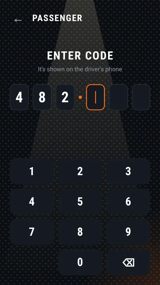 Passenger typing the code on the keypad