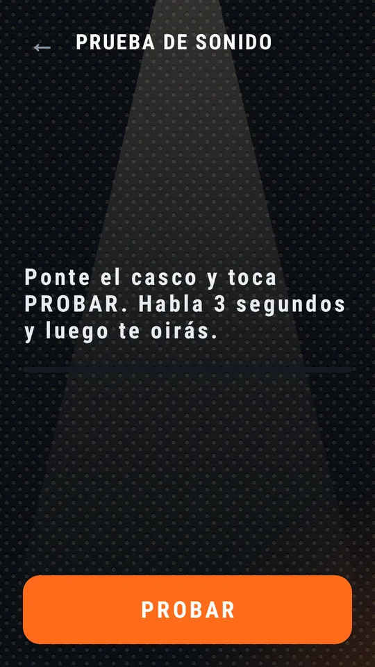 Prueba de sonido, botón PROBAR