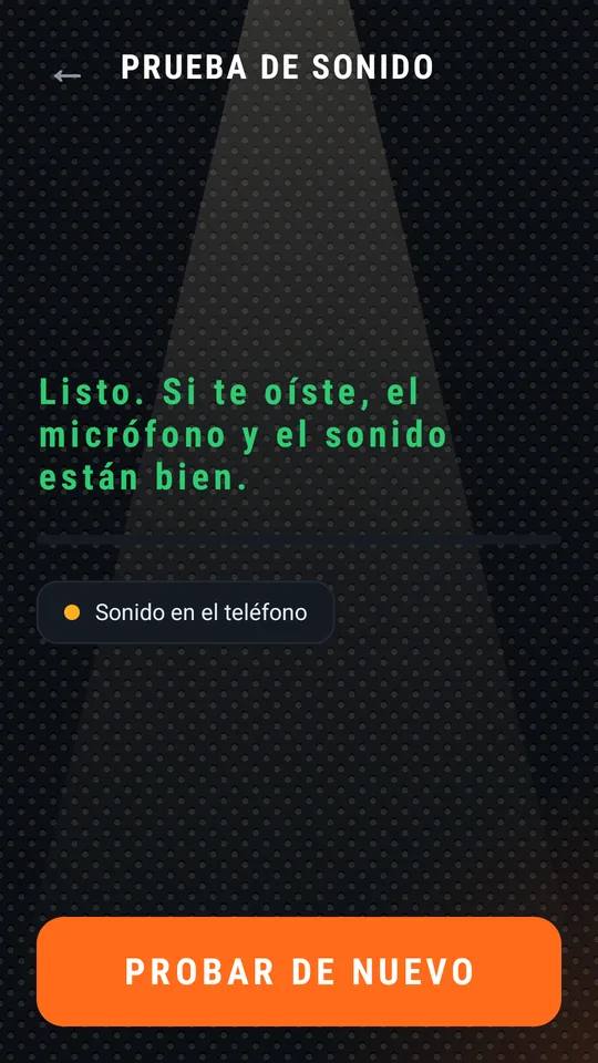 Prueba de sonido terminada