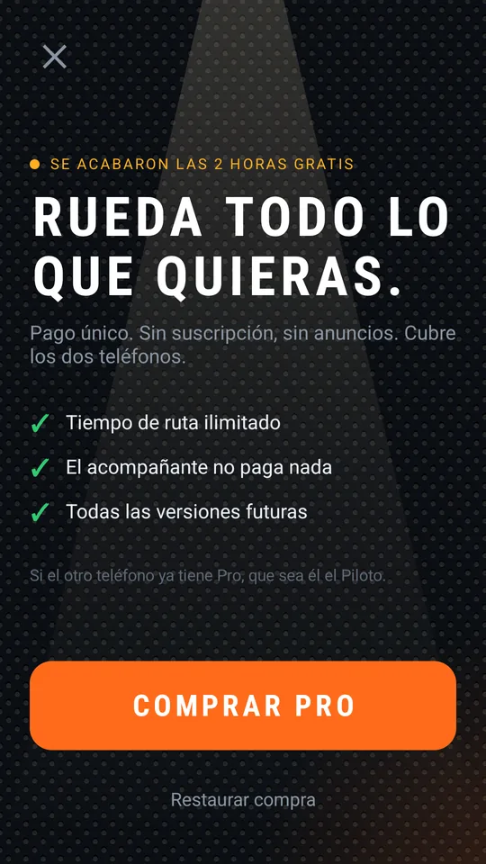 Pantalla de compra de Pro