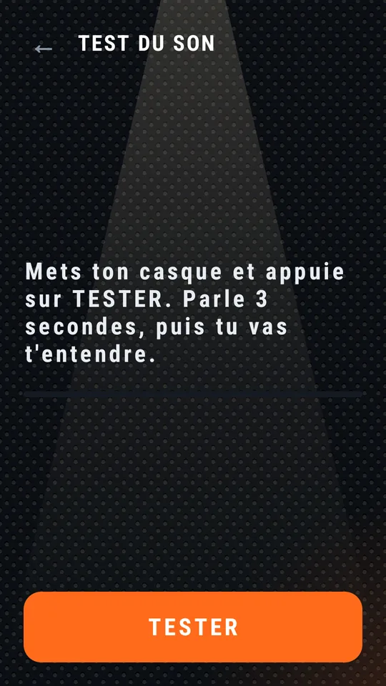 Test du son, bouton TESTER