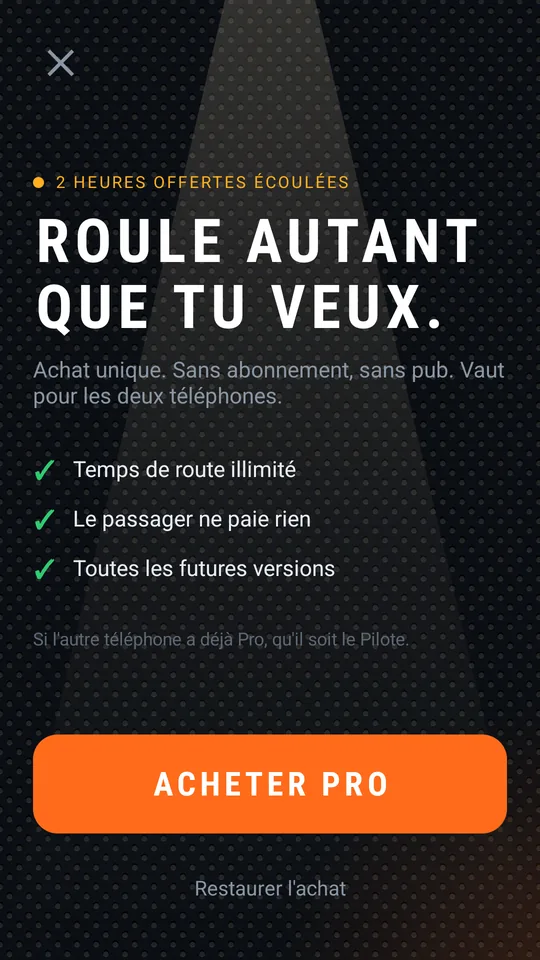 Écran d’achat de Pro