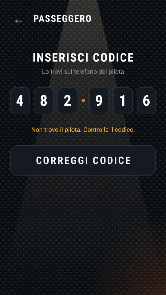 Messaggio pilota non trovato, pulsante CORREGGI CODICE