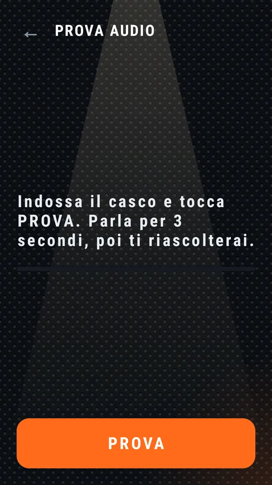 Prova audio, pulsante PROVA