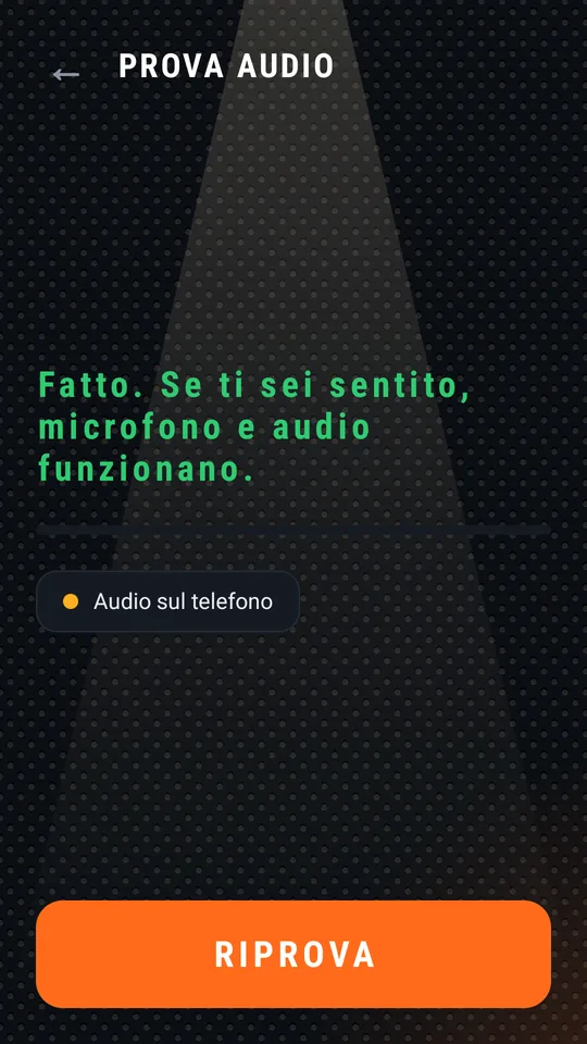 Prova audio completata