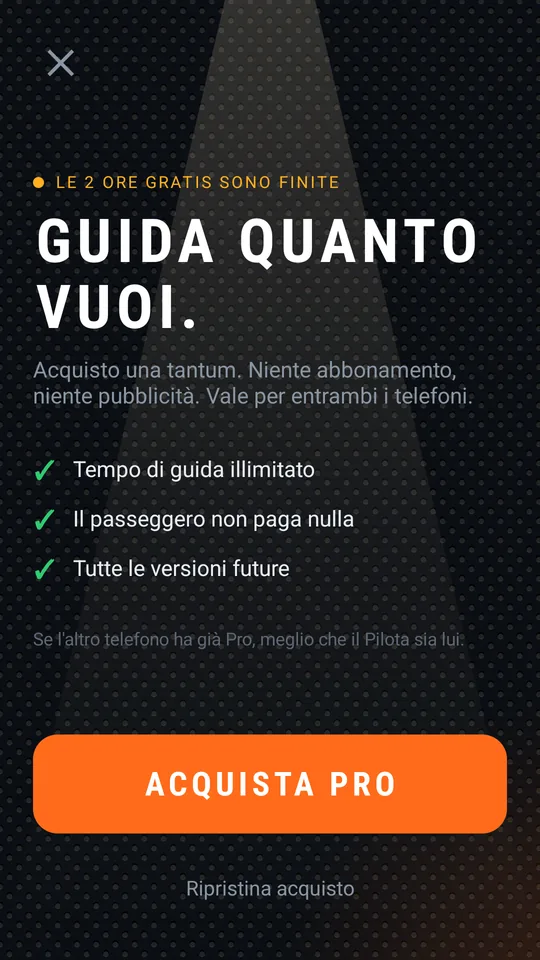 Schermata di acquisto Pro