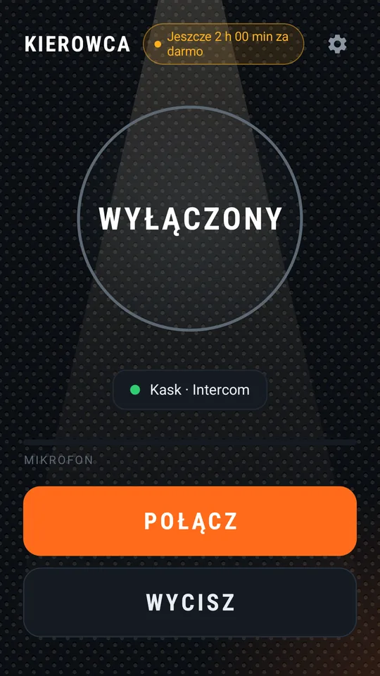 Ekran główny kierowcy przed połączeniem, przycisk POŁĄCZ