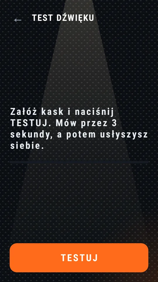 Test dźwięku, przycisk TESTUJ