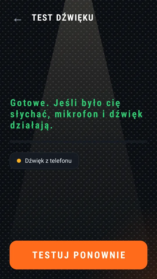 Test dźwięku zakończony