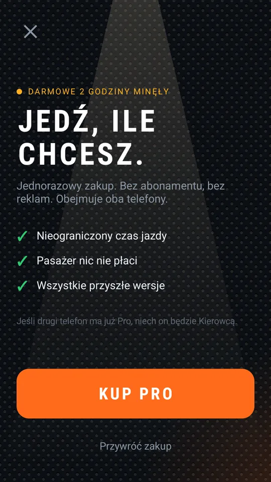 Ekran zakupu wersji Pro