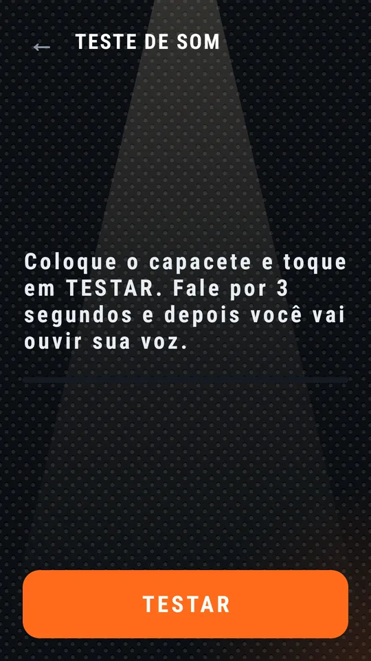 Teste de som, botão TESTAR