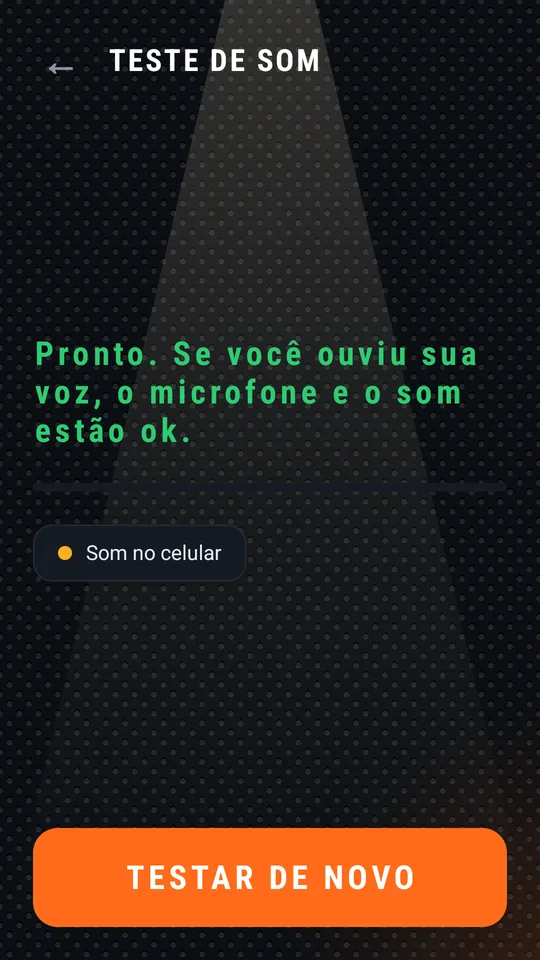 Teste de som concluído