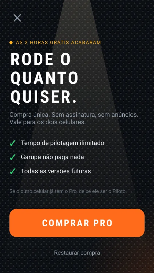 Tela de compra do Pro