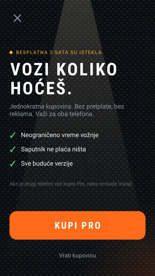 Ekran kupovine Pro verzije
