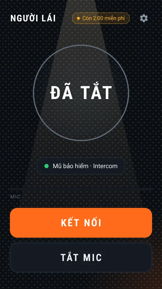 Màn hình chính của người lái trước khi kết nối, nút KẾT NỐI