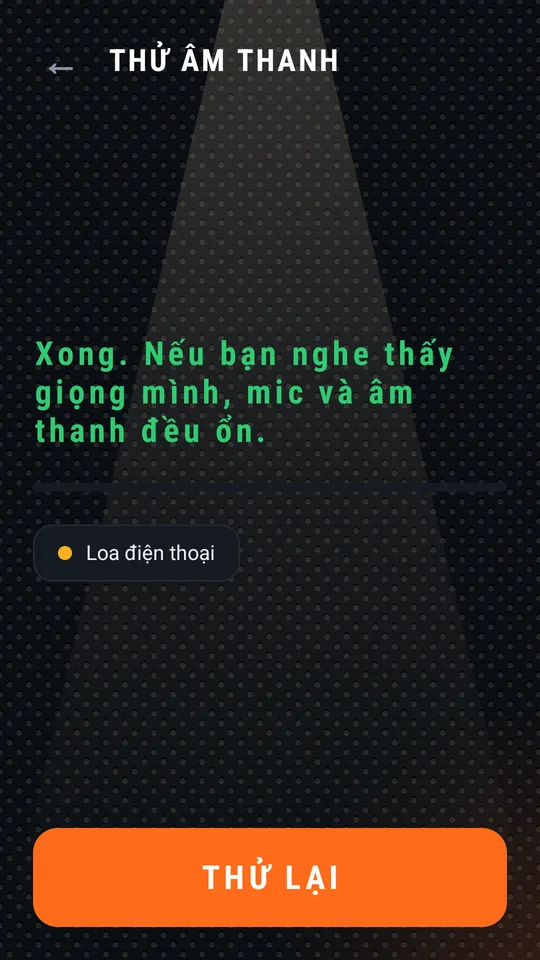 Thử âm thanh đã xong